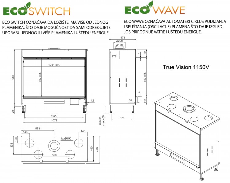 KAMIN TRUE VISION 1150 V